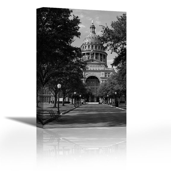 The Texas Capitol, Austin, Texas, 2014 - Black and White - Contemporary Fine Art Giclee on Canvas Gallery Wrap - wall décor - Art painting - 24 x 36 Inch - Ready to Hang