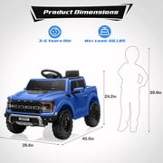 Ford Ride on Toys, 12V Ford F150 Raptor Battery Powered Ride on Cars with Remote Control, Ages 3+, Blue