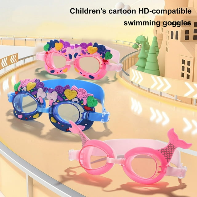LJNYFDC Accessoires de Natation Lunettes de Natation pour Enfants Sangle Réglable Haute Clarté Lentille PC Étanche Anti-Buée Protection des Yeux Lunettes de Plongée