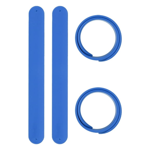 Slap Bracelets 8.5" x 1", 4 Pcs Silicone Slap Bracelet Bulk Blank Snap Band Soft Wristband for Party Favor DIY Gifts Classroom Birthday Crafts, Blue