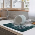 thumbnail image 4 of Green Forest Dish Drying Mats for Kitchen Counter, Misty Pine Trees Foggy Green Trees Absorbent Coffee Bar Mat with Non-slip Rubber Backed Quick Drying Dish Rack Pad 16"x24", 4 of 9