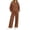 Brown, variant on Women's Two Piece Outfits Solid Color Long Sleeve Hooded Shirt And Loose Fitting Pants Sports Cozy Sets