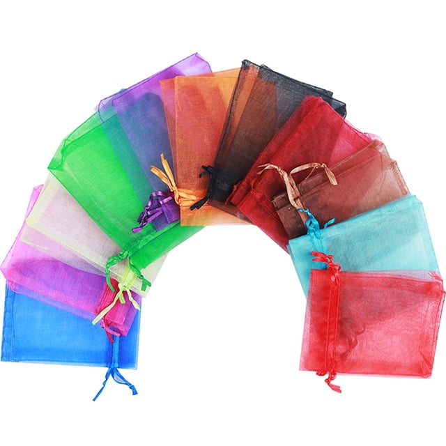 Miangastore 100pcs Lightweight Drawstring Bag Sturdy Gift Candy Favor Storage Net Bag for Wedding Party Supplies (Random Mixed Color, 7 x 9cn)