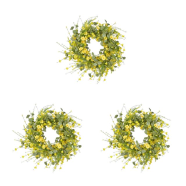 yingyy 1/2/3/5 Artificial Plastic Flower Wreath Simulation Daisy Garland Spring Rattan Hoop Large Decor Front Door Home Wedding 3PCS