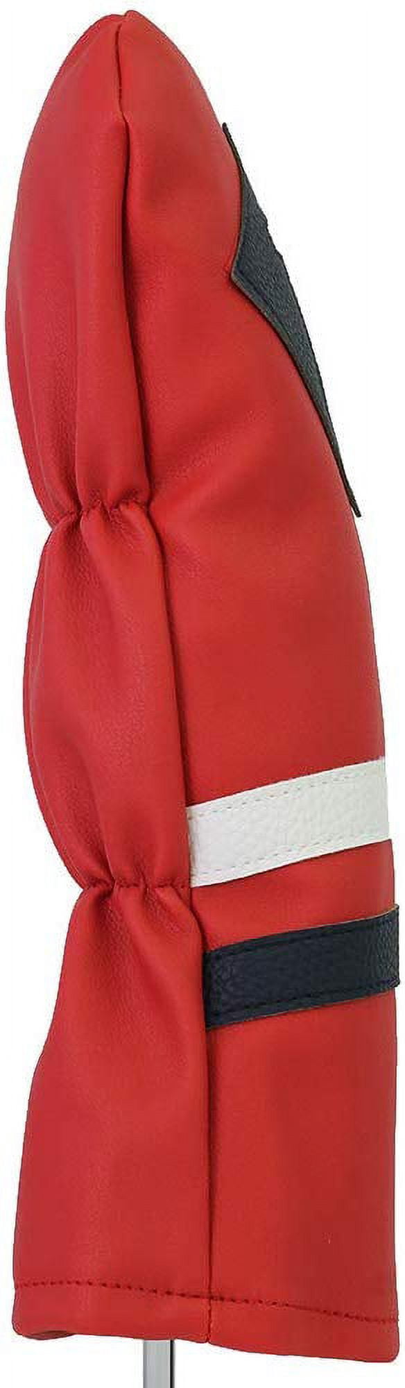 Majek Retro Golf Headcovers Red with White and Blue Stripe Vintage Leather Style 1 H Driver and Hybrid Head Cover Classic Look