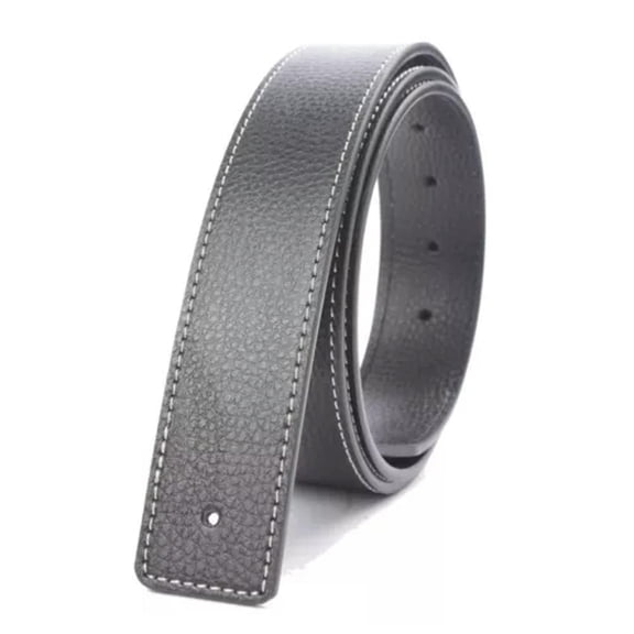 GKNET Mens Genuine Leather Belt Slide Strap Without Buckle-black
