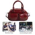 thumbnail image 2 of PU Leather Top Handle Purse with Multi-Pocket Retro Shoulder Handbags Retro Boston Handbag for Women Work Or Daily Use (Wine Red), 2 of 10