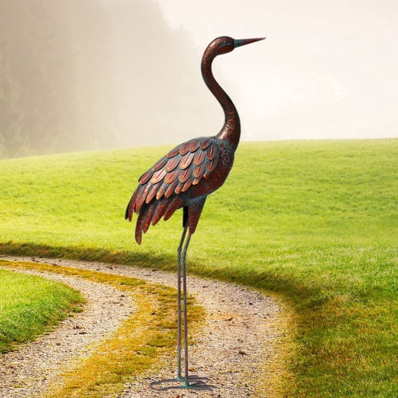 chisheen Statues et Sculptures de Grues de Jardin Extérieur Statue d'Art de Cour en Métal pour Décoration de Jardin Grande Taille