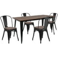 thumbnail image 2 of Emma + Oliver 30.25" x 60" Black Metal/Wood Table Set - 4 Stack Chairs, 2 of 3