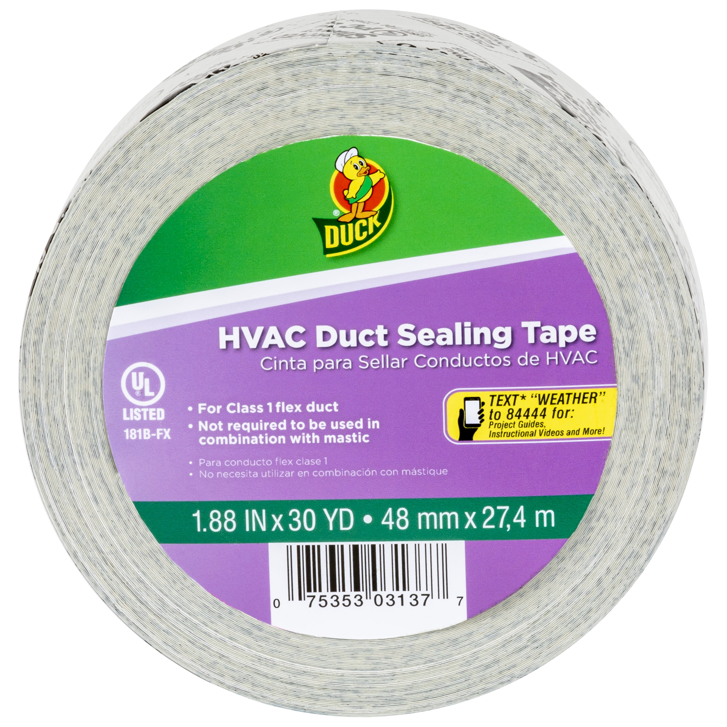 Duck Brand HVAC Duct Sealing Tape Silver 1.88 Inches x 30 Yards 1 Roll 14045... 