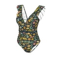 thumbnail image 2 of Picia Colorful Hippie Blooming Jelly Womens Tummy Control Bathing Suits Slimming Ruffle Swimsuit One Piece Lace Swimwear-, 2 of 8