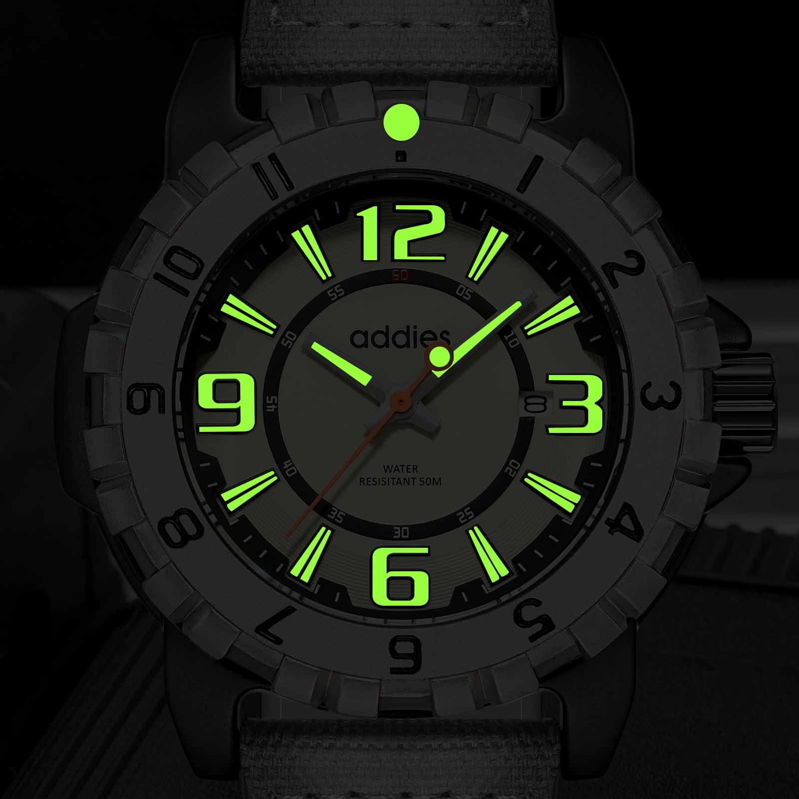 ADDIES Men's Analog Quartz Watch 50M Water Resistant Luminous Dive Style Sport Watch for Outdoor, Swimming, Daily Use