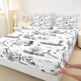 thumbnail image 3 of Manfei Vintage Farm Cowboy Fitted Sheet Full 3 Pieces,Rustic Western Cow Bed Set,White Black Gray,1 Fitted Sheet and 2 Pillowcases, 3 of 6