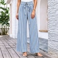 thumbnail image 2 of BODOAO Women's Floral Wide Leg Pants, Casual Summer Elastic Waist Lightweight Palazzo Trousers with Soft Draped Fabric, Loose Relaxed Fit and Pull On Design Shape Dark Blue S, 2 of 6