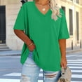 thumbnail image 2 of Jalioing Women's Plus Size V Neck Shirt Half Sleeve Solid Color Oversized T Shirt Fashion Loose Pullover Tee, 2 of 6