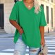 thumbnail image 5 of Tops de manga larga,Camiseta de manga corta con cuello en V para mujer, blusa informal holgada, poliéster, diseño estampado, largo normal, tallaje normal, sopatenor, 5 of 8