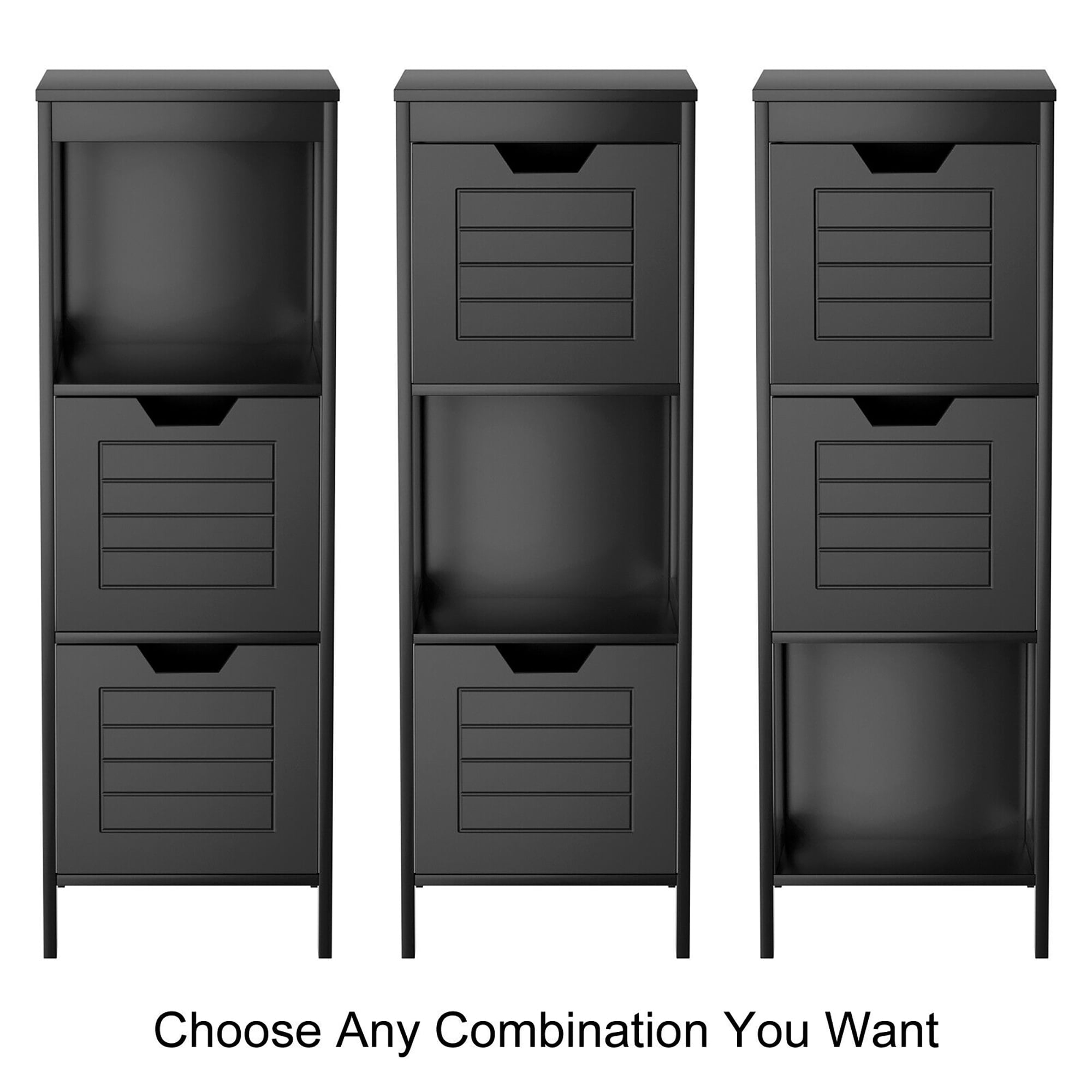 Costway Bathroom Wooden Floor Cabinet Multifunction Storage Rack Stand Organizer Black