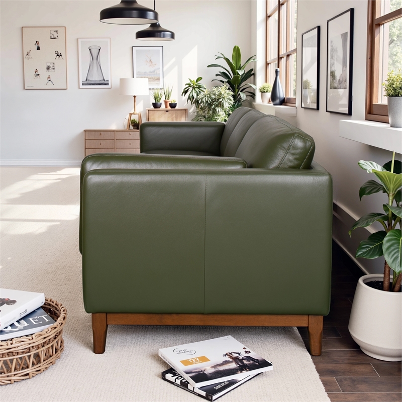 Utica Premium Leather Sofa with CertiPUR Foam & Sustainable Wood