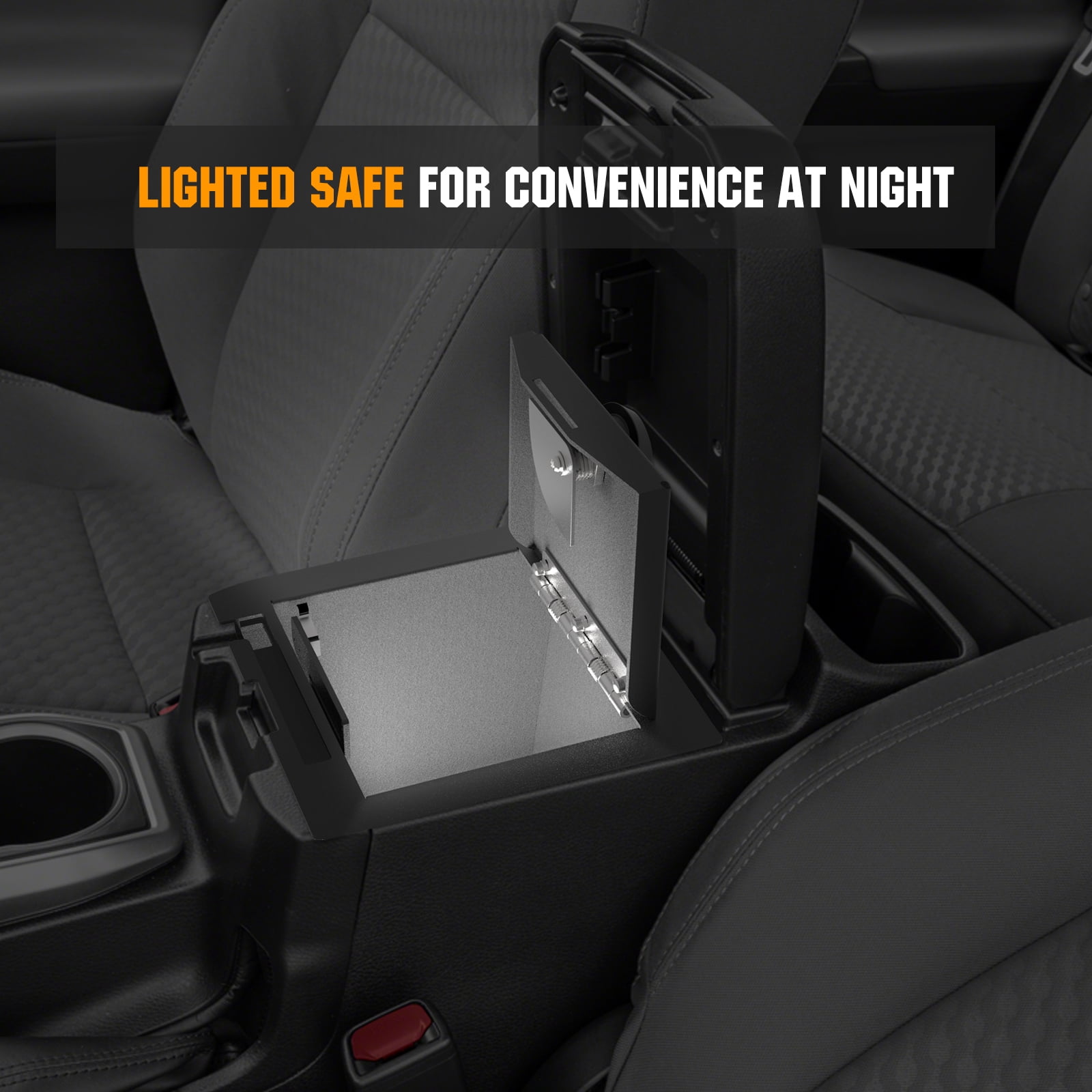 3mirrors Center Console Safe Gun Safe with Spring Hinges and LED Lights Compatible with 2016-2023 Toyota Tacoma Replacement for 00016-35986