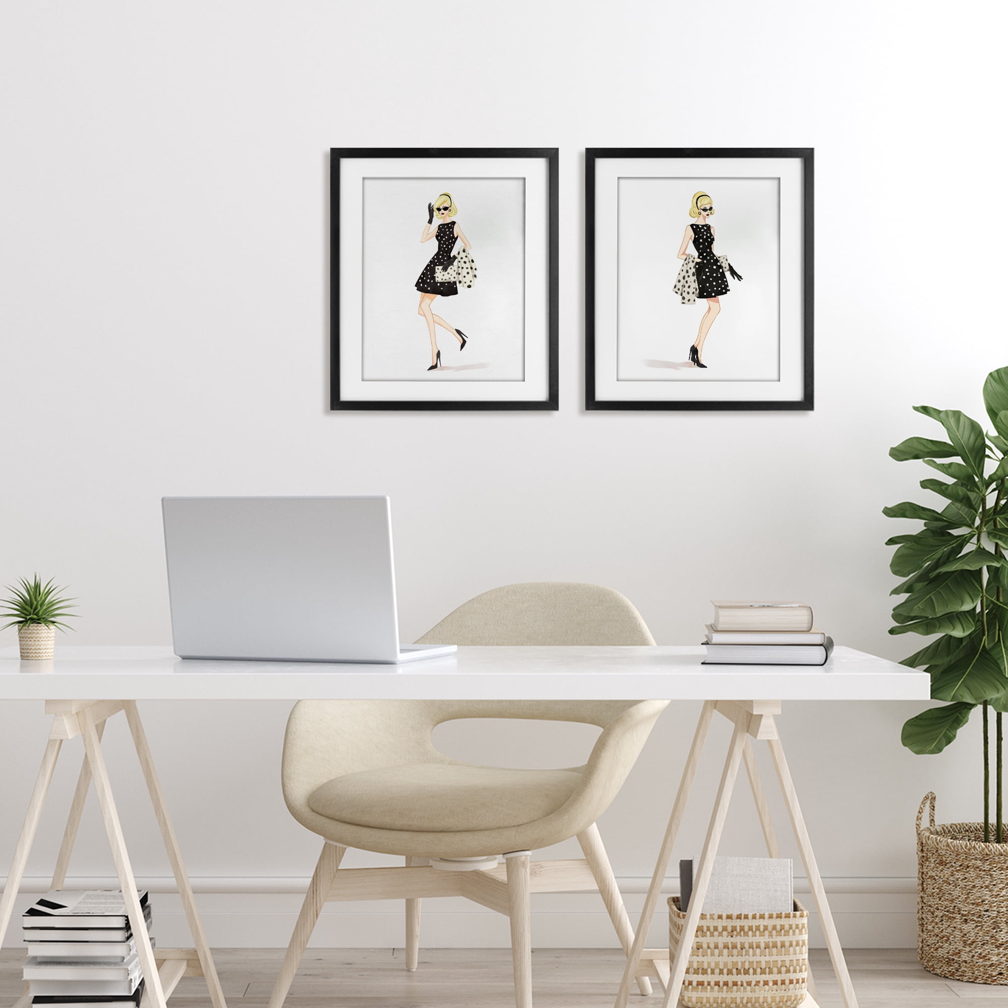 Stupell Industries Retro Glam Female 2 Piece Black Framed Print Under Glass Set, design by Ziwei Li