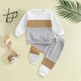 thumbnail image 2 of TOWED22 Toddler Baby Boy Fall Winter Clothes Contrast Color Long Sleeve Pockets Sweatshirt Pants Set Cute 2Pcs Outfit Set(Blazer,0-6 M), 2 of 6
