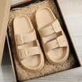 thumbnail image 2 of BERANMEY Comfort Cloud Slippers For Women and Men Double Buckle Adjustable Slides Pillow Slippers EVA Flat Sandals Unisex Slippers, 2 of 9
