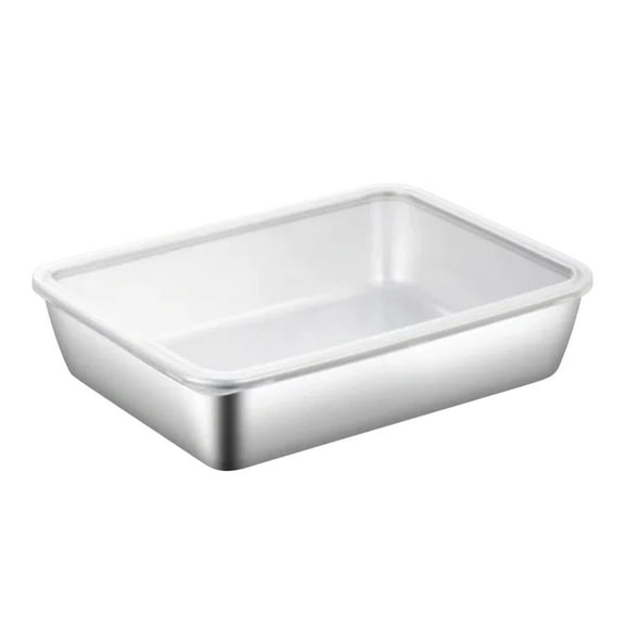 Leodye 1PCS Stainless Steel Rectangular Food Storage Box - for Refrigeration, Hot Pot Sides & Outdoor Picnics -5.3*4.1*2.4IN