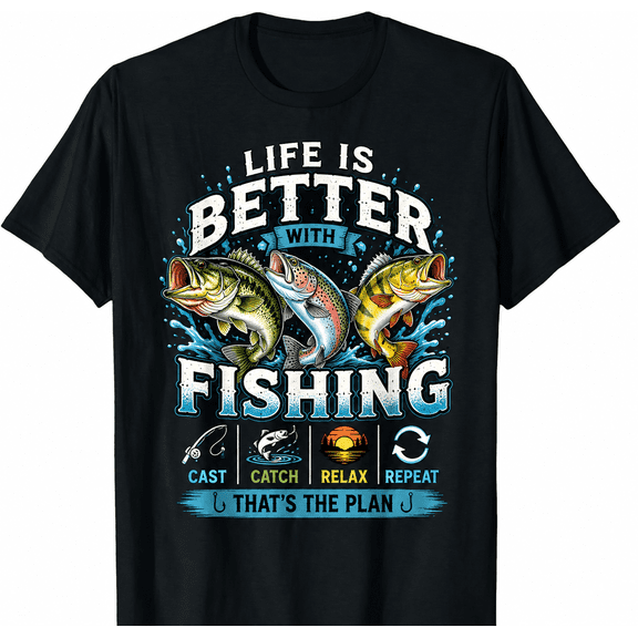 Things I Do In My Spare Time Fishing T-Shirt for Men Funny Fishing Graphic Tee Bass Trout Angler Shirt Fisherman Gift Idea Outdoor Sports Lake River Fishing Lover Tee