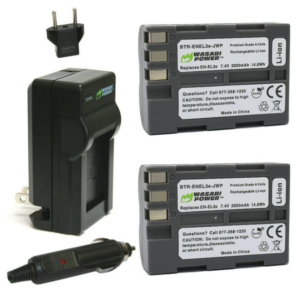 Wasabi Power Battery (2-Pack) and Charger for Nikon EN-EL3e