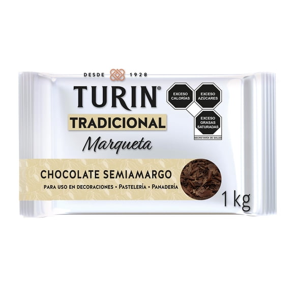 Turin Alta Reposteria Marqueta Cobertura de Chocolate Semiamargo 1kg