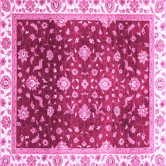 Ahgly Company Indoor Square Oriental Pink Traditional Area Rugs, 4' Square