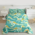 thumbnail image 3 of Manfei Dinosaur Skeleton Child Full Size Comforter Sets, Turquoise Cartoon Skull Bedding Comforter Set, Kawaii Animal Reversible Bedding Sets, Microfiber Bedroom Decor, 3 Pieces, 3 of 9