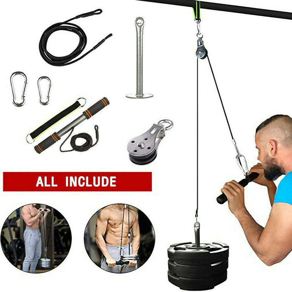 Body Fitness LAT & Lift Pulley System Cable Machine w/Upgraded Loading Pin Gym 