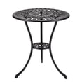 thumbnail image 1 of Table Bistro en Aluminium Coulé au Design de Tulipe Antique – Table d'Appoint Ronde de 24 Pouces pour l'Extérieur avec Trou pour Parasol de 2 Pouces – Résistant aux Intempéries pour Jardin, Véranda, Cour Arrière, Balcon – Noir, 1 of 8