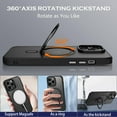 thumbnail image 5 of Case for iPhone 14 Pro,  Case [Compatible with Magsafe] with 360° Rotatable Ring Holder Invisible Stand Slim Translucent Men Women Shockproof Protective Phone Cover 6.1 Inch, Black, 5 of 17