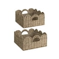 thumbnail image 2 of Scalloped Edge Wicker Basket, Hand-woven Rattan Baskets with Built-in Handles, Seagrass Basket for Organizing and Decor, 2 Pack, 2 of 24