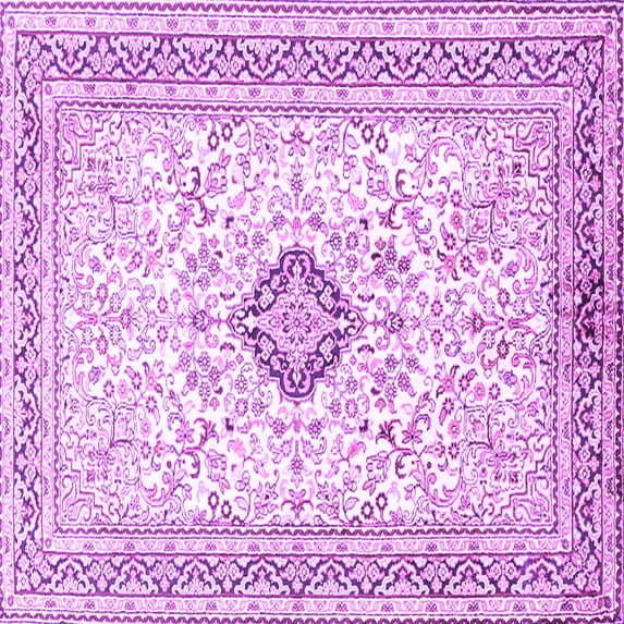 Ahgly Company Indoor Square Medallion Purple Traditional Area Rugs, 4' Square