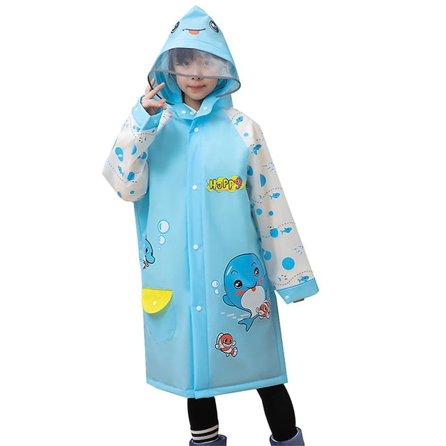 xl Chubasquero azul para niños Chubasquero Eva para niños Tira reflectante Chubasquero de una sola pieza engrosado Bolsa de equipo Posición Chubasquero plegable