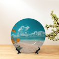 thumbnail image 4 of Honeii Shopping Cart On Tropical Beach Print Elegant Bone China Decorative Plate, Porcelain Plate,Art Crafts,Ceramic Ornaments for Home Office Wall Decor-10in, 4 of 4