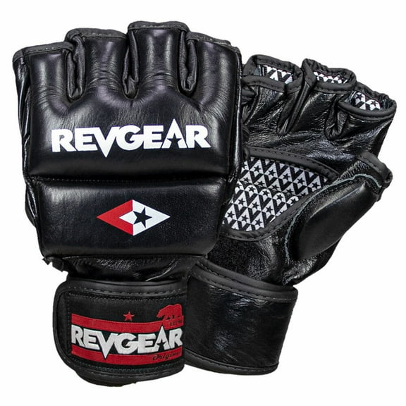 Pro Series Deluxe Pro Leather MMA Gel Sparring Gloves - Black