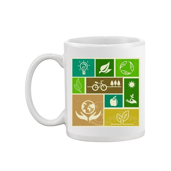 Retro Labels With Ecology Icons Mug Unisex's -Image by Shutterstock