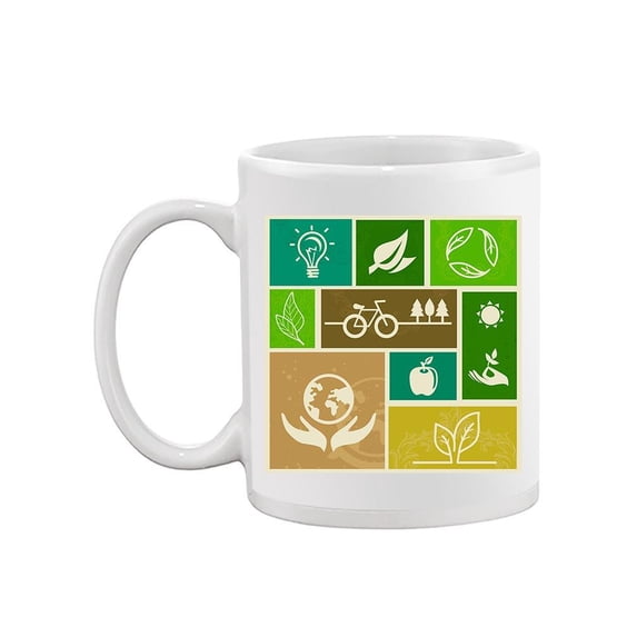 Retro Labels With Ecology Icons Mug Unisex's -Image by Shutterstock