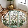 thumbnail image 3 of Green Spring Botanical Round Area Rug 5 FT, Non Slip Bedroom Rugs, Summer Butterfly Vintage Washable Soft Circular Carpet Non-Shedding Floor Mat for Kitchen Dining Room Foyer Balcony Dorm, 3 of 8
