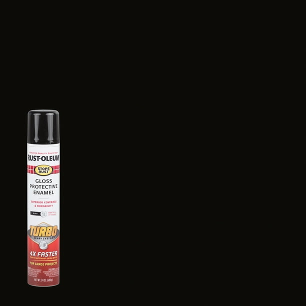 Black, RustOleum Stops Rust Gloss Turbo Protective Enamel Spray Paint