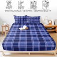thumbnail image 5 of King Size Fitted Sheet Set - Navy Blue Checkered 3 Piece Bedding Sets 16" Deep Pocket Fitted Sheet with 2 Pillowcases, Modern Farmhouse Blue Plaid Brushed Microfiber Hotel Luxury Bed Sheets, 5 of 9