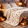 thumbnail image 4 of Fall Throw Blanket Watercolor Pumpkin Maple Leaf Extra Thick & Soft Flannel for Sofa Bed Farmhouse Thanksgiving Halloween Fall Decorations by MPOISVA, 4 of 7
