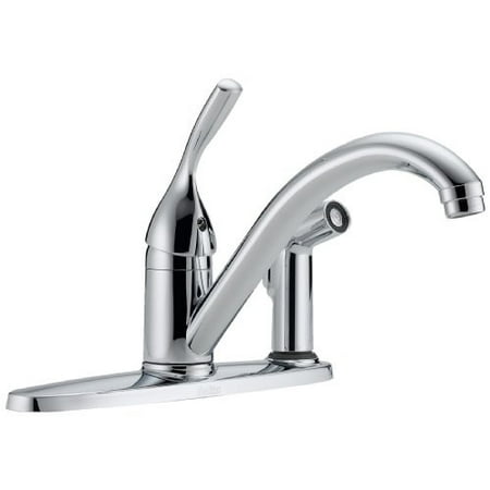 - Delta 300-DST Classic Single Handle Kitchen Faucet with Integral Spray Chrome