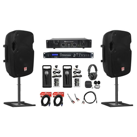 Karaoke Machine Recording System W/8" Speakers (2) Mics Vocal Effects/9-Band EQ
