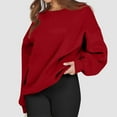 thumbnail image 5 of Dwellite Womens Plus Size Sweatshirts Long Sleeve Fleece Hoodies Fall Crew Neck Pullover Tops 2025 Fashion Winter Clothes Red S, 5 of 5