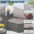 thumbnail image 6 of 7 Pieces Half-Moon Outdoor Patio Furniture Set, Rattan Patio Conversation Set with Coffee Table & 2 Sofa Side Table for Backyard, Gray, 6 of 7